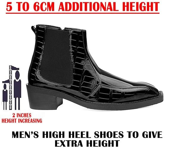 JonasParamount Black Semi-Formal Croc Texture Chelsea Boots