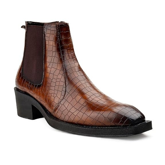 JonasParamount Men’s Crocodile Texture Chelsea Boots