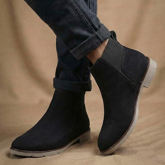 Lightweight Faux Leather Slip-On Ankle Men’s Smart Casual Chelsea Boots