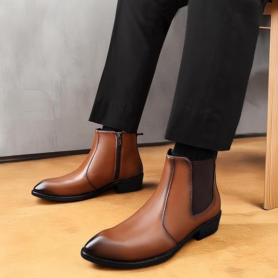 JonasParamount Tan Zipper Chelsea Boots