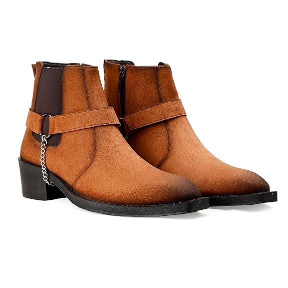 JonasParamount Men’s Tan Chelsea Boots with Chain Detail