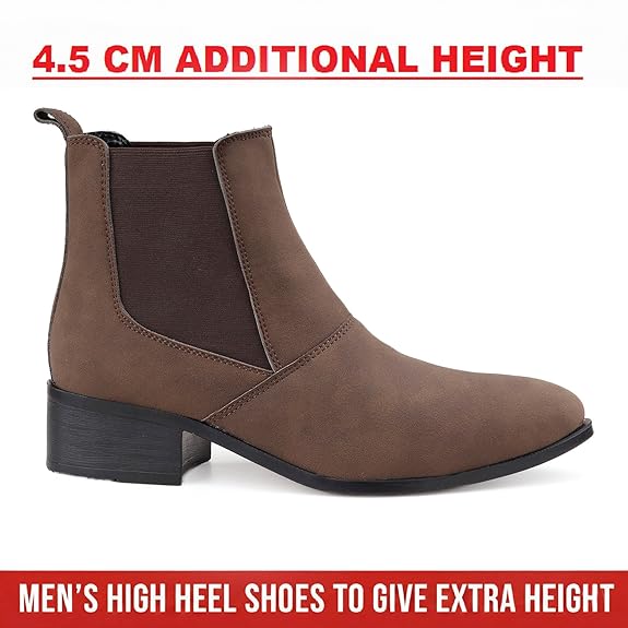 Men’s Pointed Toe Height Increasing Faux Leather Slip-On Formal & Casual Boots
