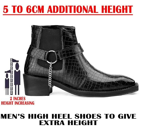 JonasParamount Men’s Crocodile Chelsea Boots with Silver Chain Detail