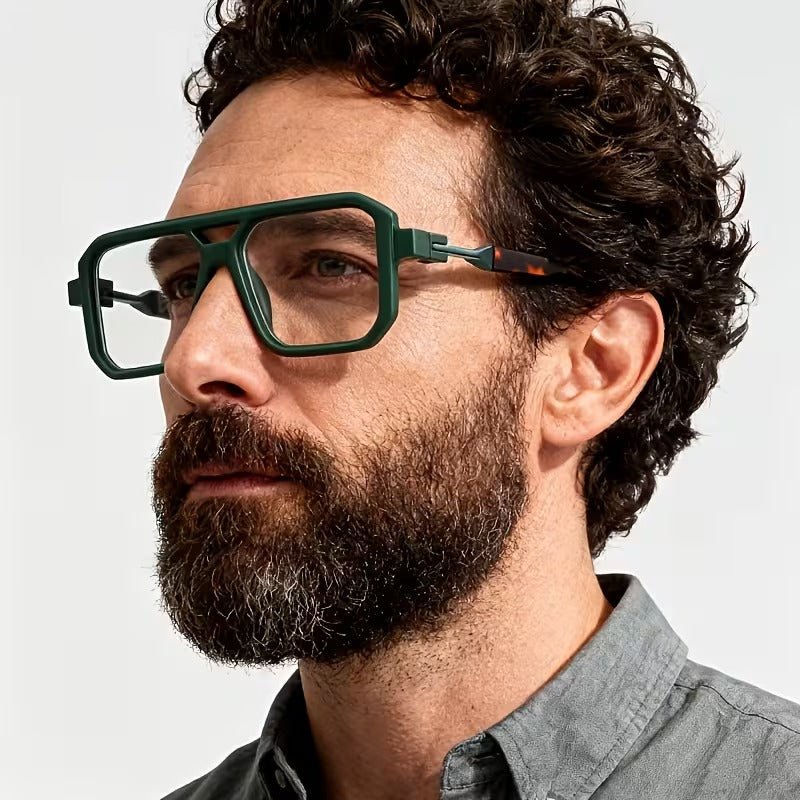 Premium Double Bridge Square Blue Light Blocking Glasses for Men & Women