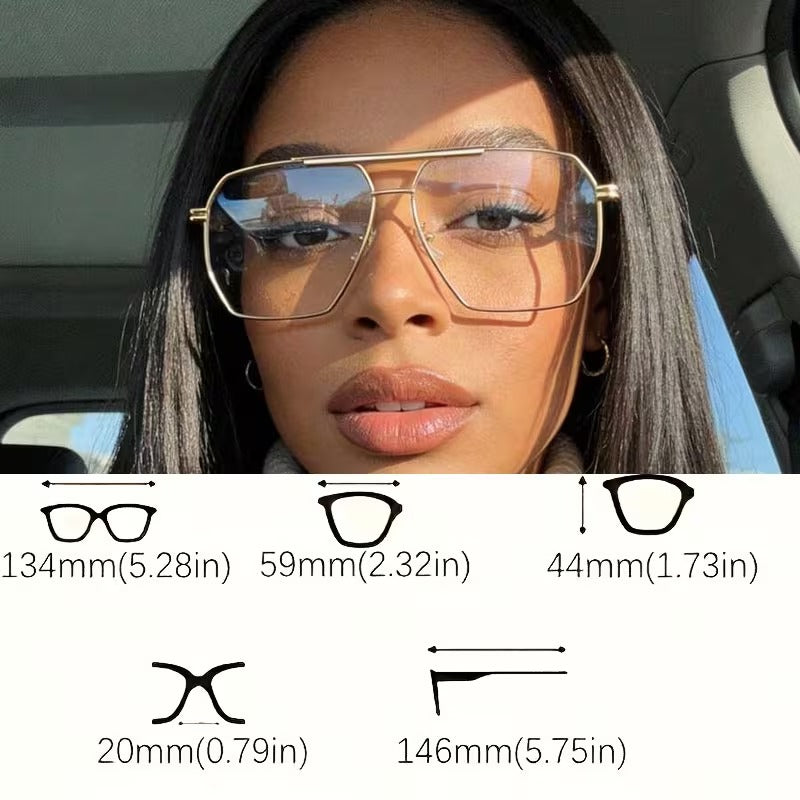 Vintage Square Double Bridge Gold Glasses | Clear Fashion Eyewear