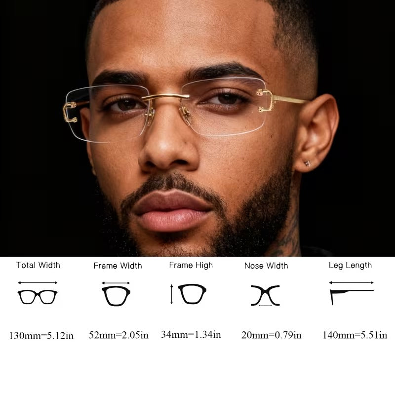 Luxury Rimless Square Eyeglasses for Men & Women