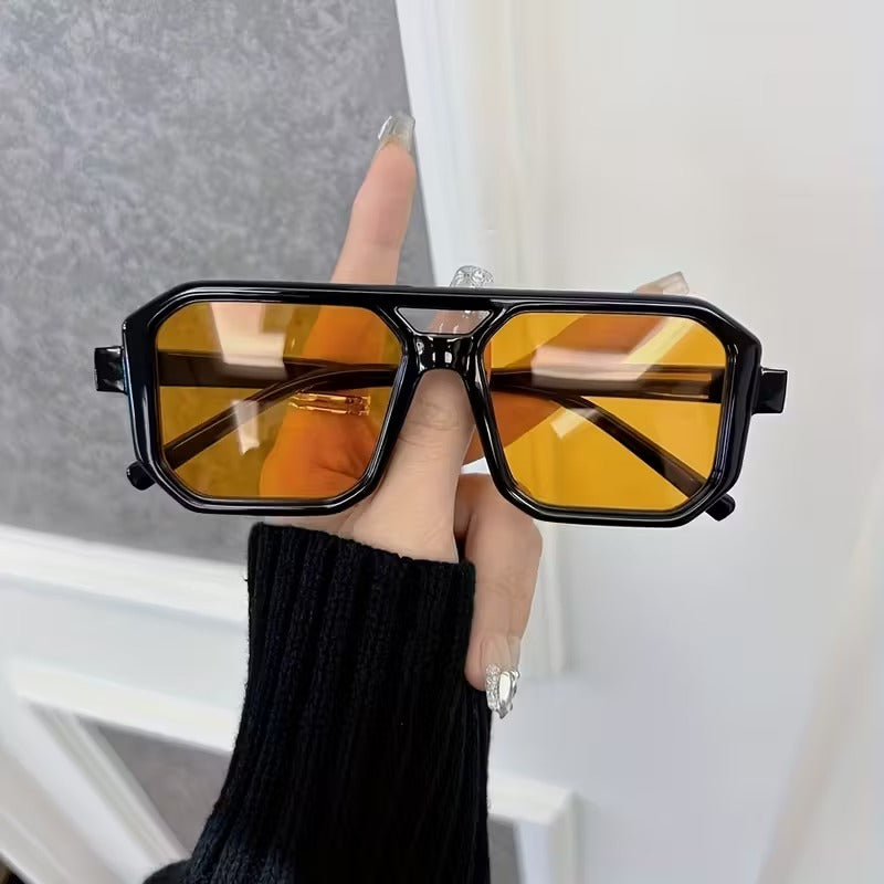 Retro Double-Bridge Square Sunglasses for Men & Women