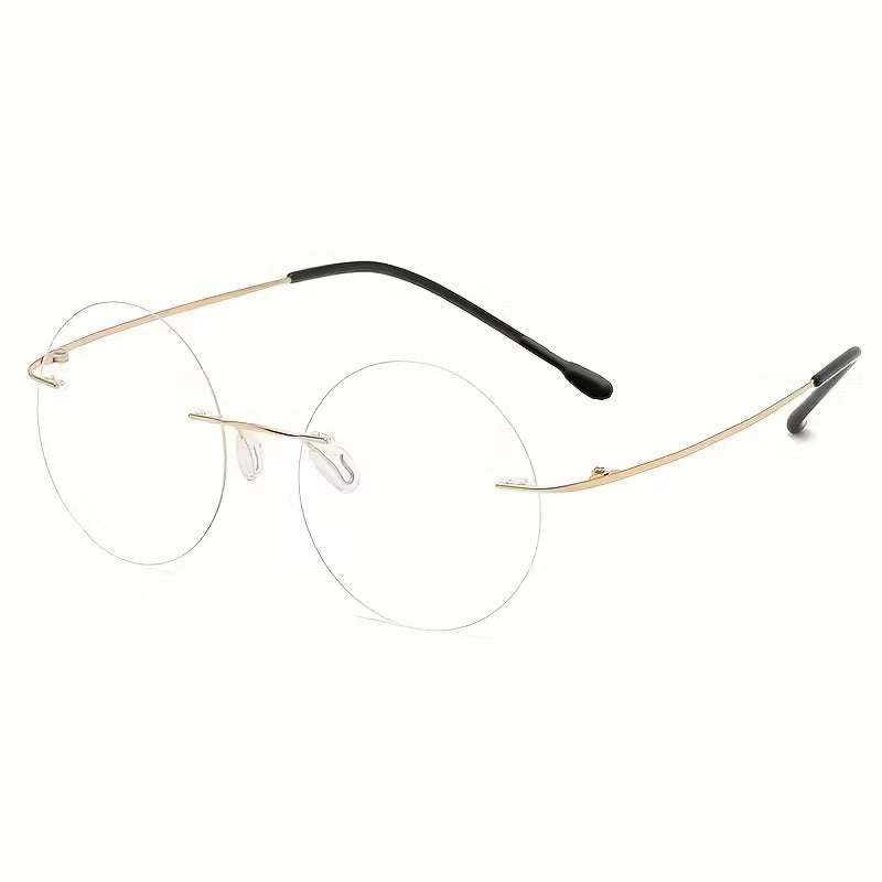 Ultra-Lightweight Retro Round Frameless Titanium Glasses