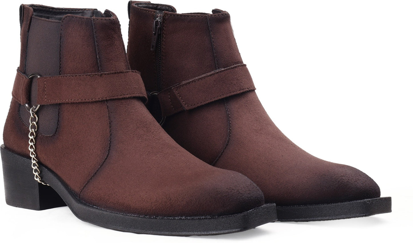 JonasParamount Men’s Brown Chelsea Boots with Chain Detail