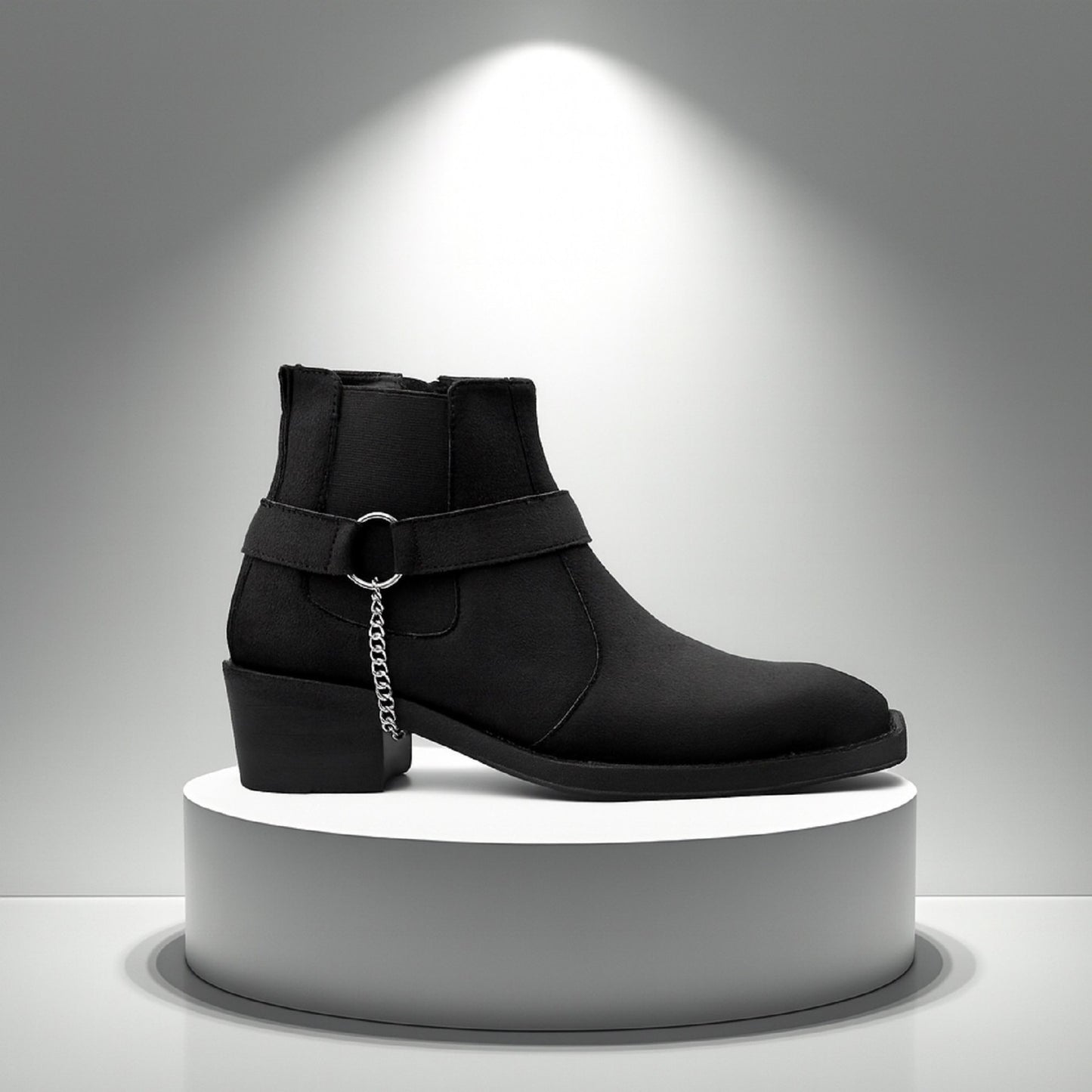JonasParamount Men’s Black Chelsea Boots with Chain Detail