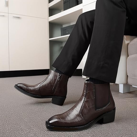 JonasParamount Men’s Brown Height Increasing Chelsea Boots