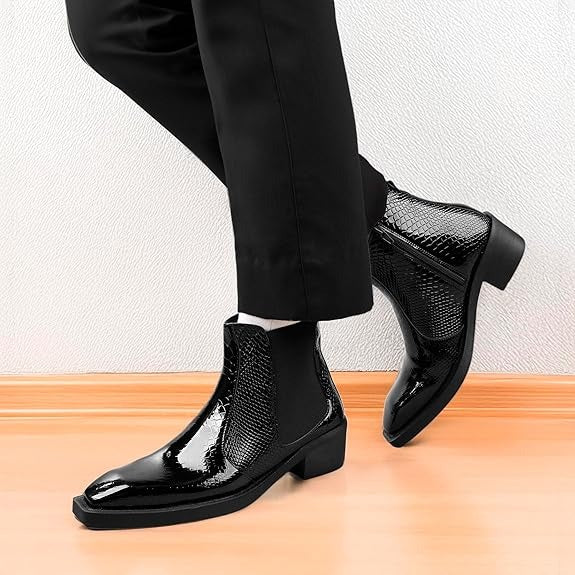 JonasParamount Men’s Black Glossy Chelsea Boots