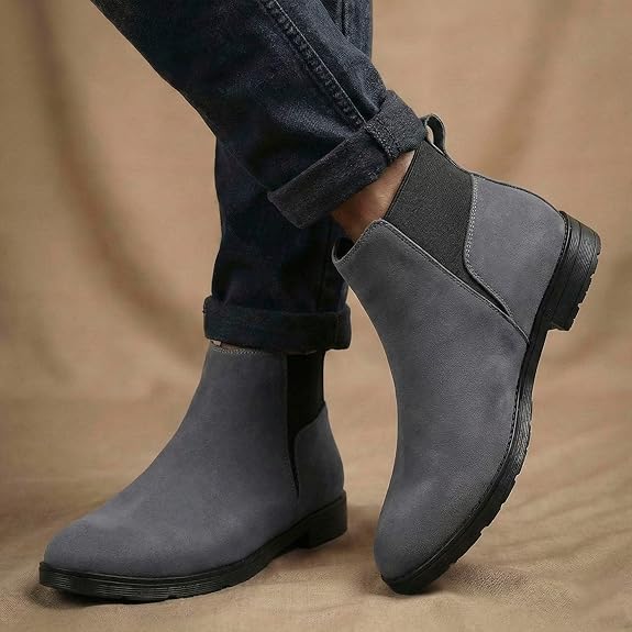 Lightweight Faux Leather Slip-On Ankle Men’s Smart Casual Chelsea Boots