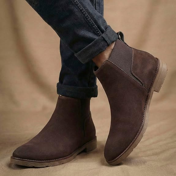 Lightweight Faux Leather Slip-On Ankle Men’s Smart Casual Chelsea Boots