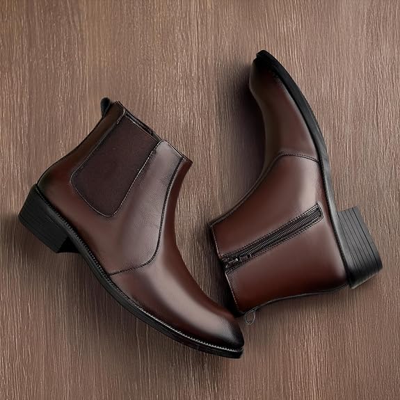 JonasParamount Brown Zipper Chelsea Boots