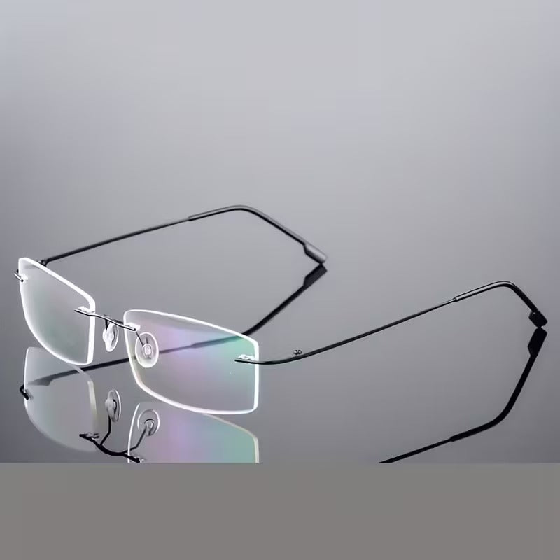 Titanium Alloy Ultra-Light Rimless Square Eyeglasses for Men & Women