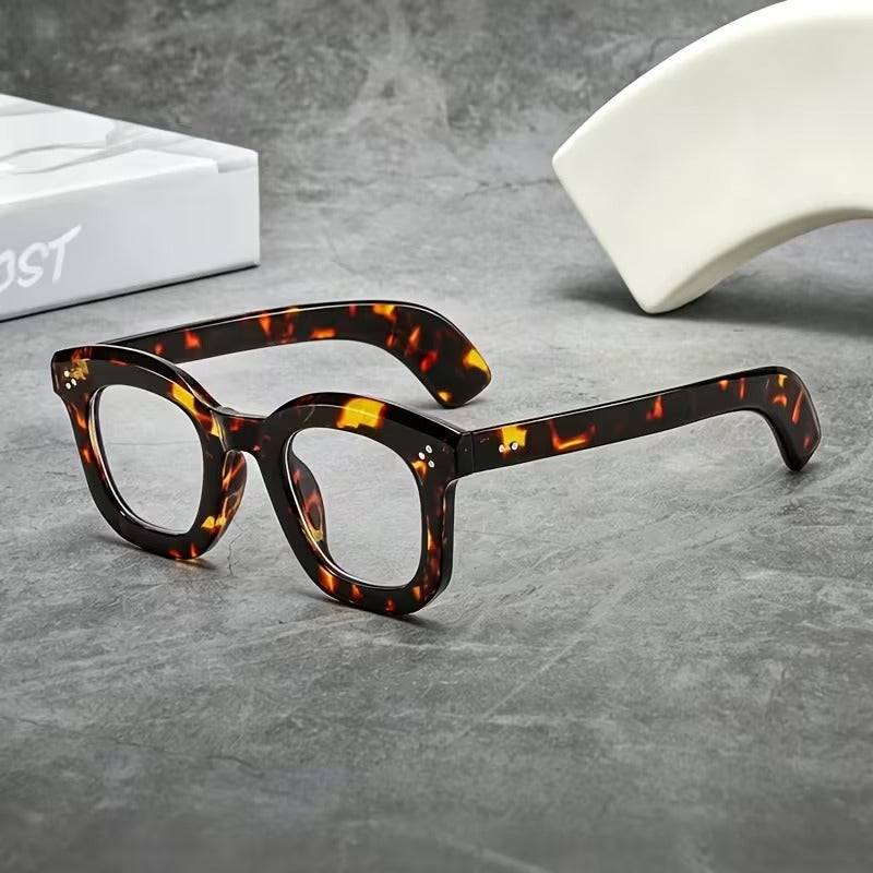 Large Square Retro Eyeglasses for Men and Women | Vintage Clear Lens