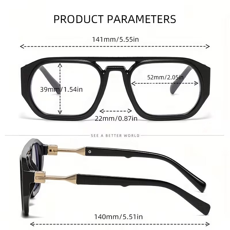Luxury Double Bridge Square Eyeglasses for Men & Women