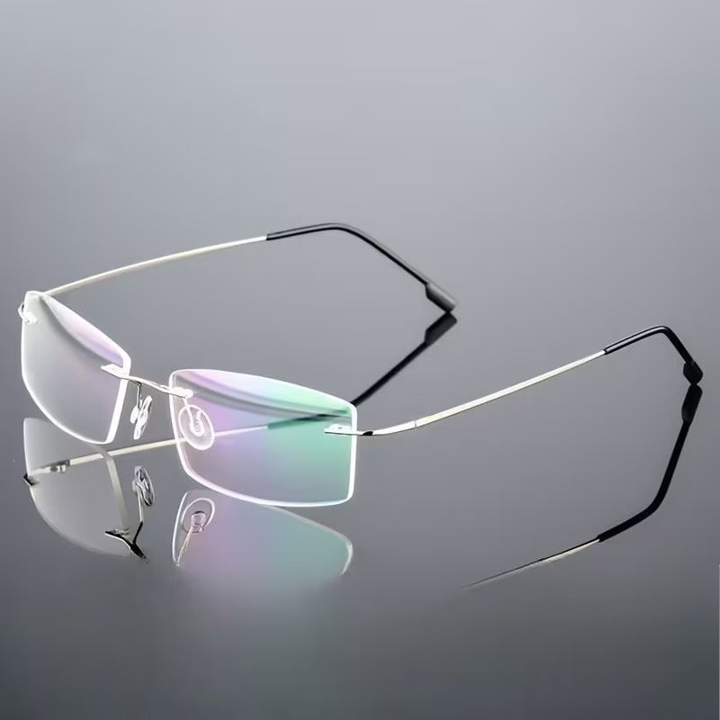 Titanium Alloy Ultra-Light Rimless Square Eyeglasses for Men & Women