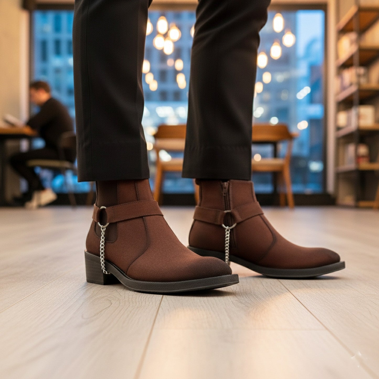 JonasParamount Men’s Brown Chelsea Boots with Chain Detail