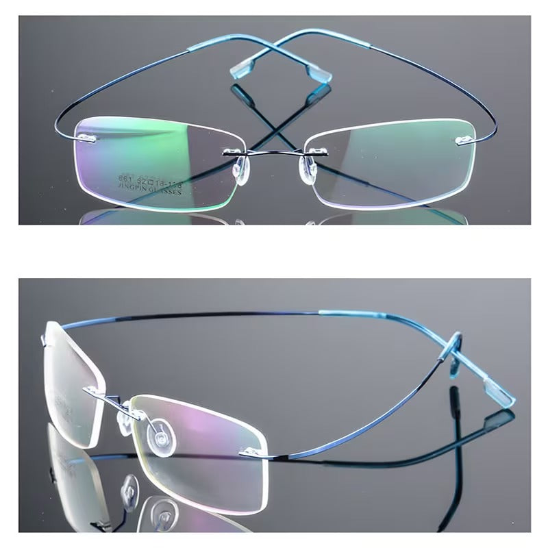 Titanium Alloy Ultra-Light Rimless Square Eyeglasses for Men & Women