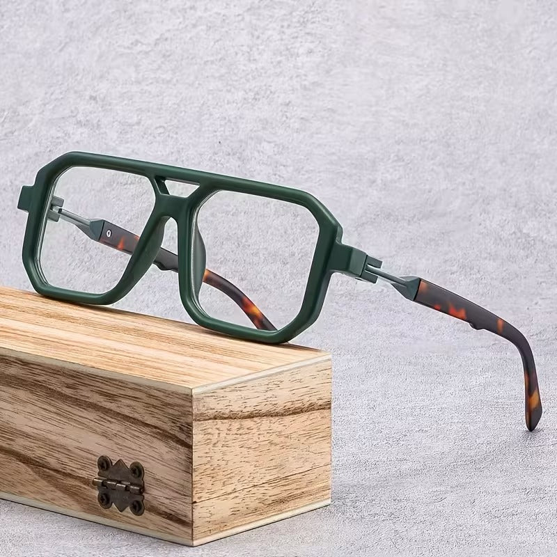 Premium Double Bridge Square Blue Light Blocking Glasses for Men & Women
