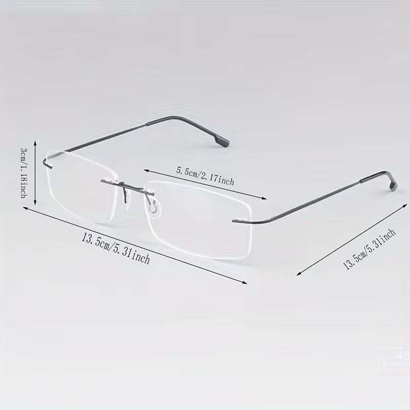 Titanium Alloy Ultra-Light Rimless Square Eyeglasses for Men & Women