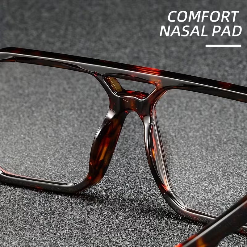Unisex Retro Square Eyeglasses with Double Bridge