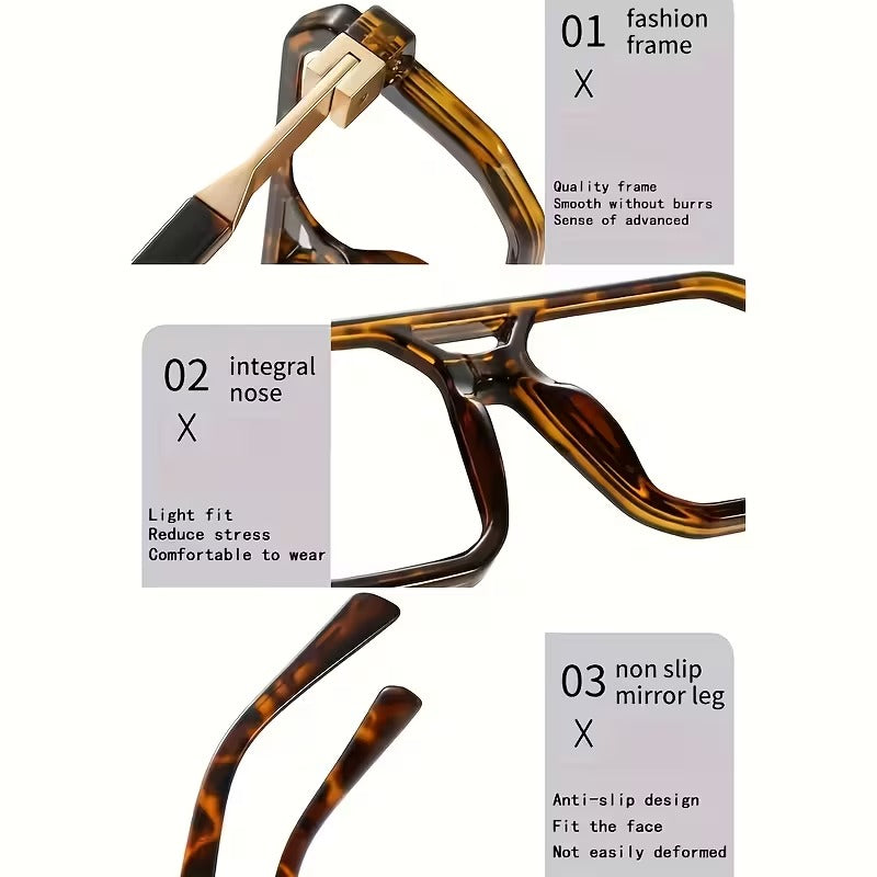 Premium Double Bridge Square Blue Light Blocking Glasses for Men & Women