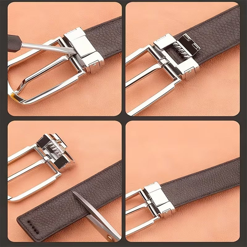 Men’s Croc Textured Leather Belt – Premium Alloy Pin Buckle Formal & Casual Belt