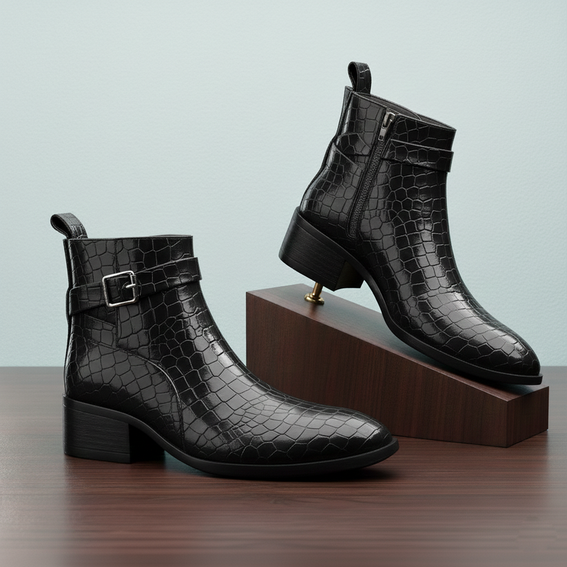 JonasParamount Men’s Black High Ankle Block Heel Boots