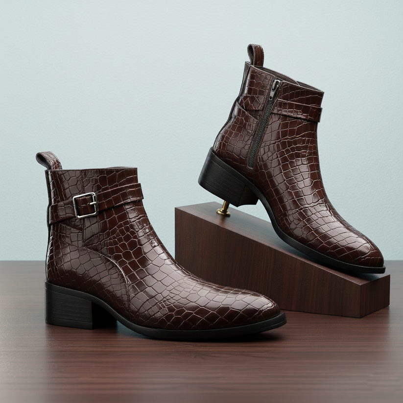 JonasParamount Men’s Brown High Ankle Block Heel Boots