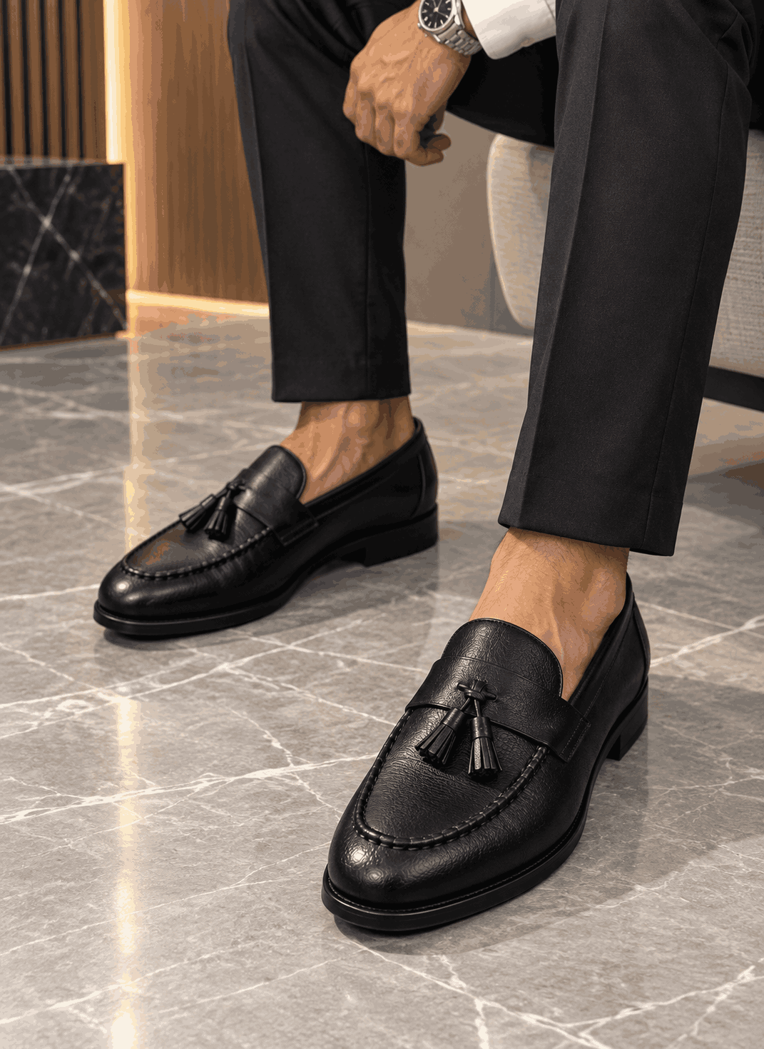 Men's Tassel Moccasins | Premium Faux Leather Slip-On Loafers