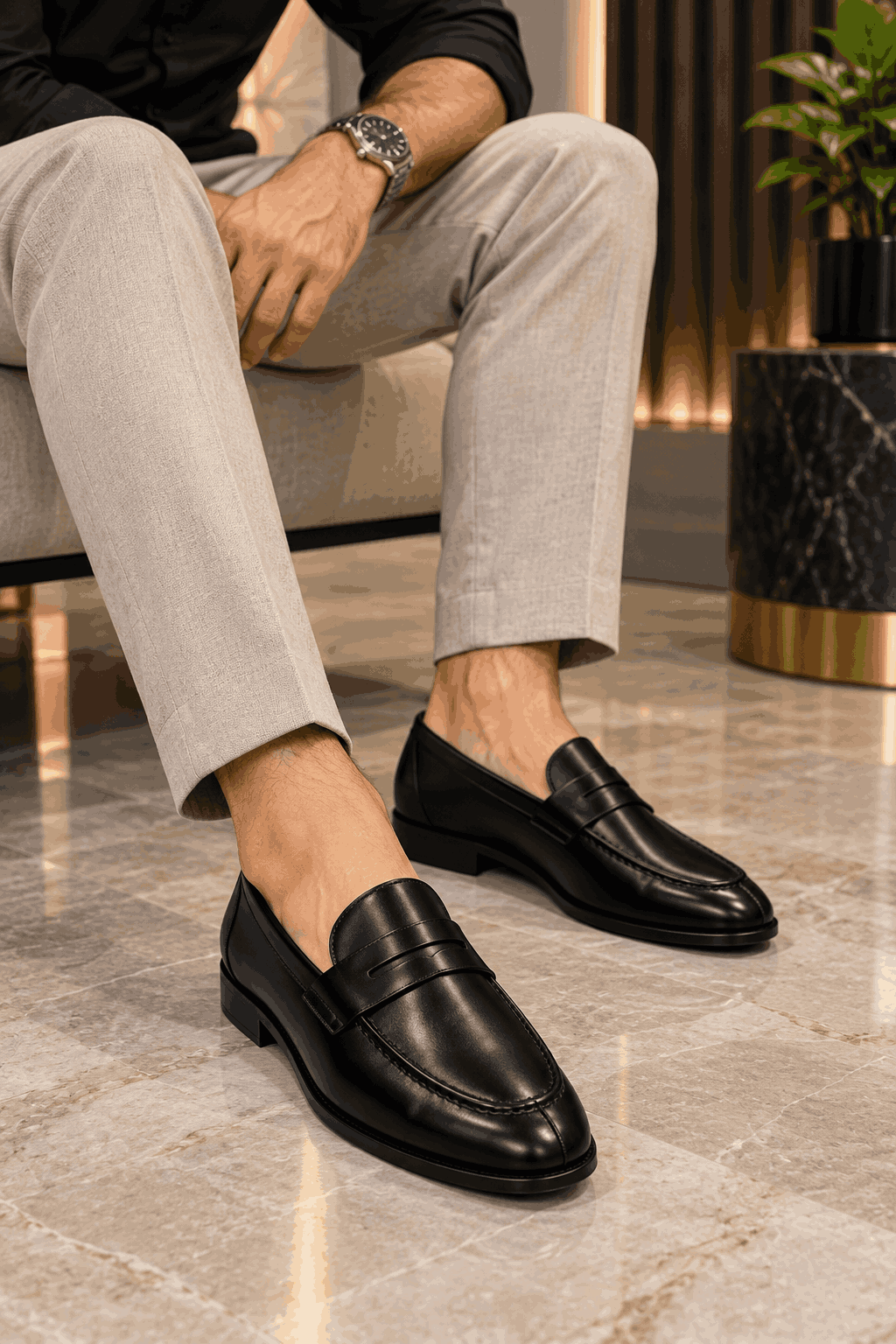 Men's Premium Penny Moccasins | Classic Formal Loafers | Handmade TPR Sole