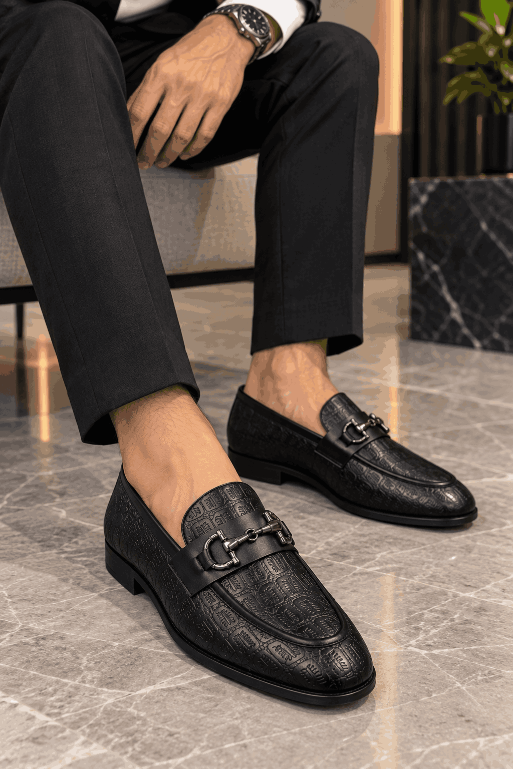 Premium Horse bit Embossed Moccasins for Men – Handmade Faux Leather Loafers