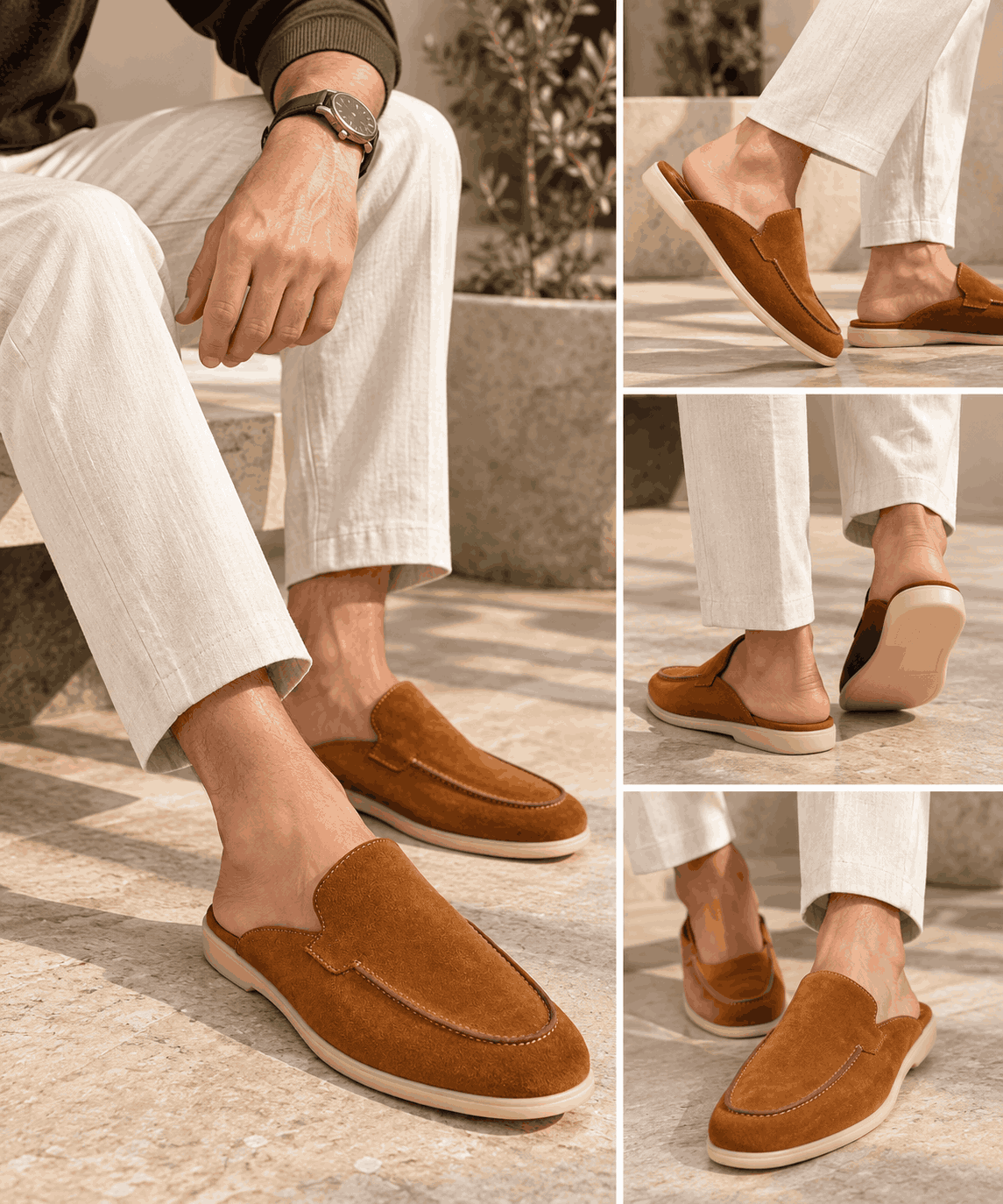 Men's Premium Genuine Leather Slip-On Loafers | Handmade TPR Sole