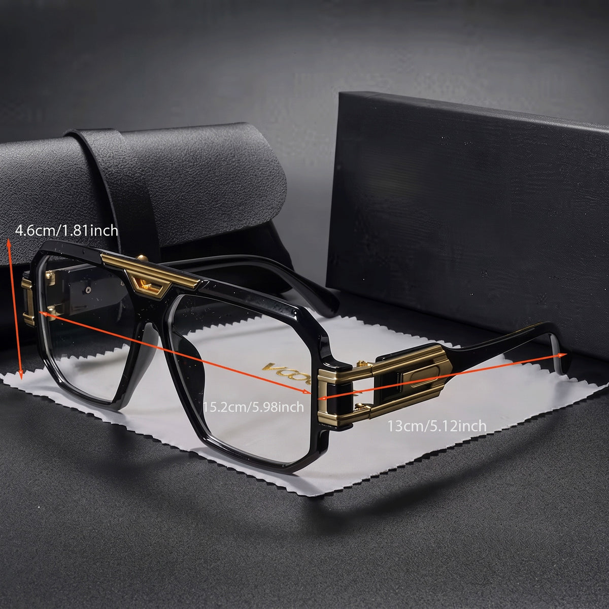 Rectangular Eyeglass Frames for Men & Women | Black & Gold