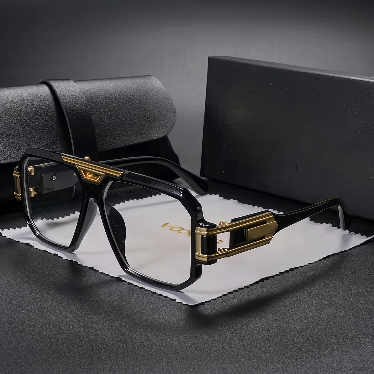Rectangular Eyeglass Frames for Men & Women | Black & Gold