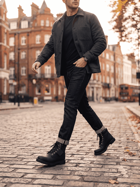 Premium Men's Leather Lace-Up Boots | Lightweight Casual & Outdoor Ankle Boots