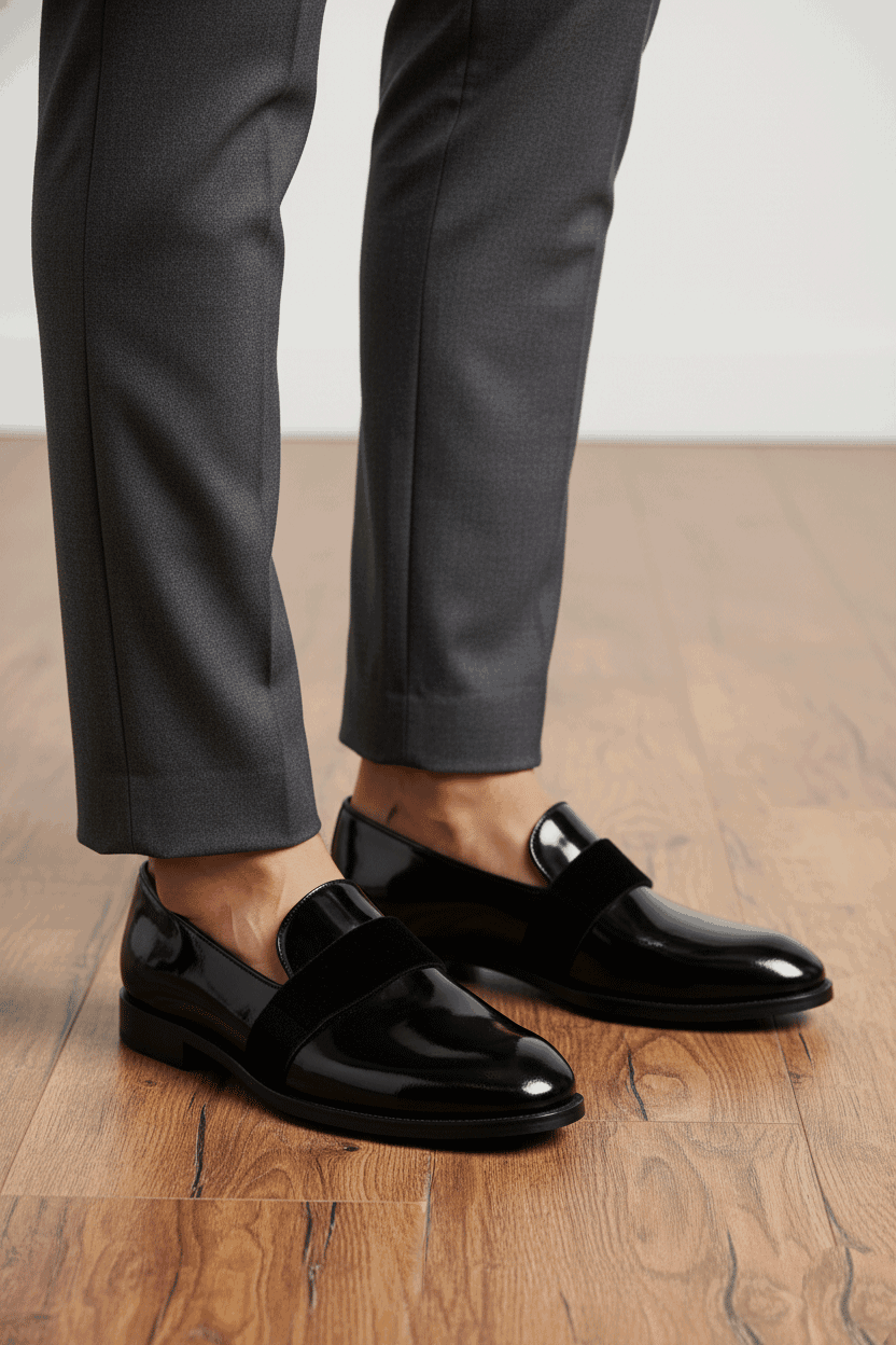 JonasParamount Men’s Suede Patent Moccasins – Shiny Finish with Suede Touch
