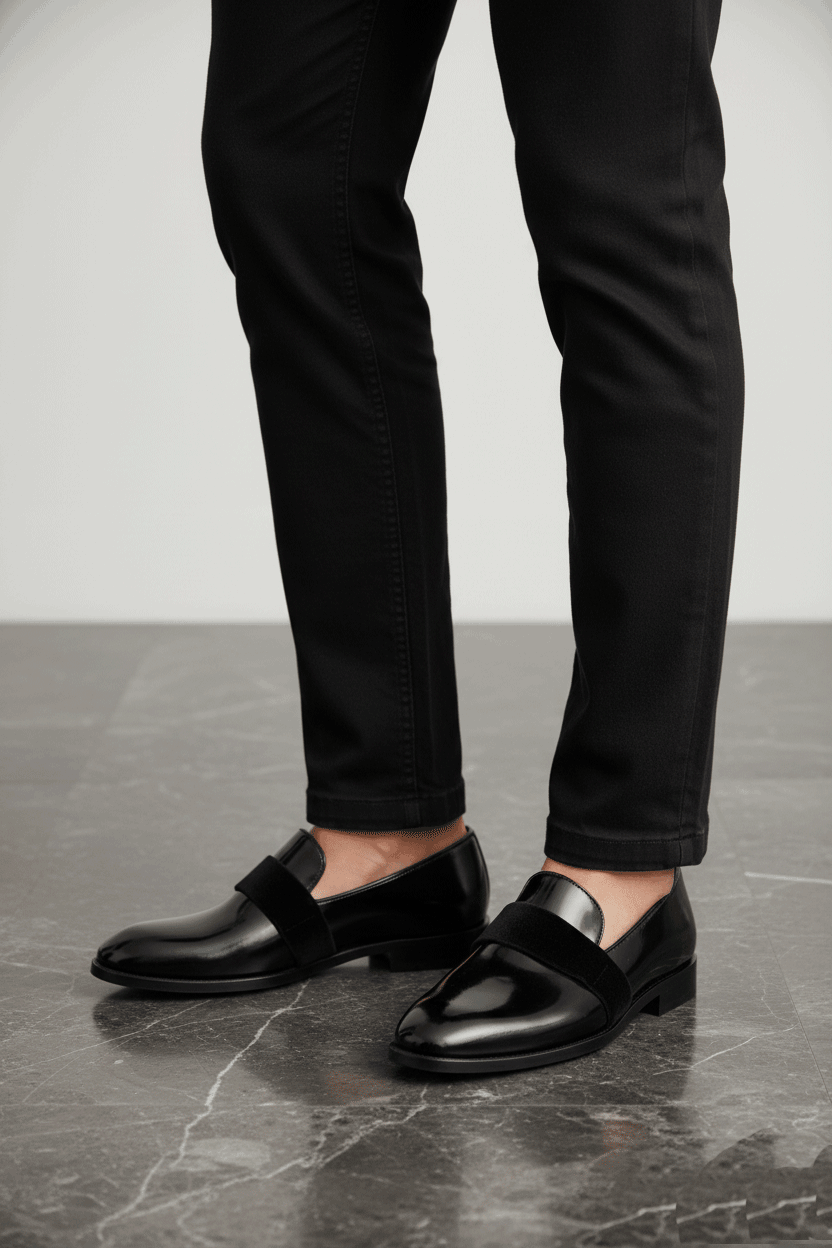 JonasParamount Men’s Suede Patent Moccasins – Shiny Finish with Suede Touch
