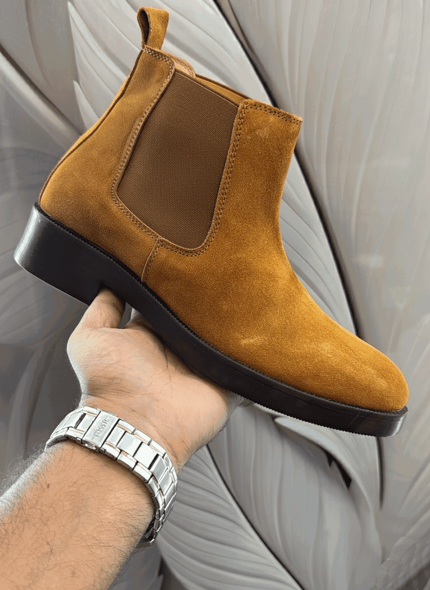 Premium Tan Suede Boots by JonasParamount – Handmade Leather Sole