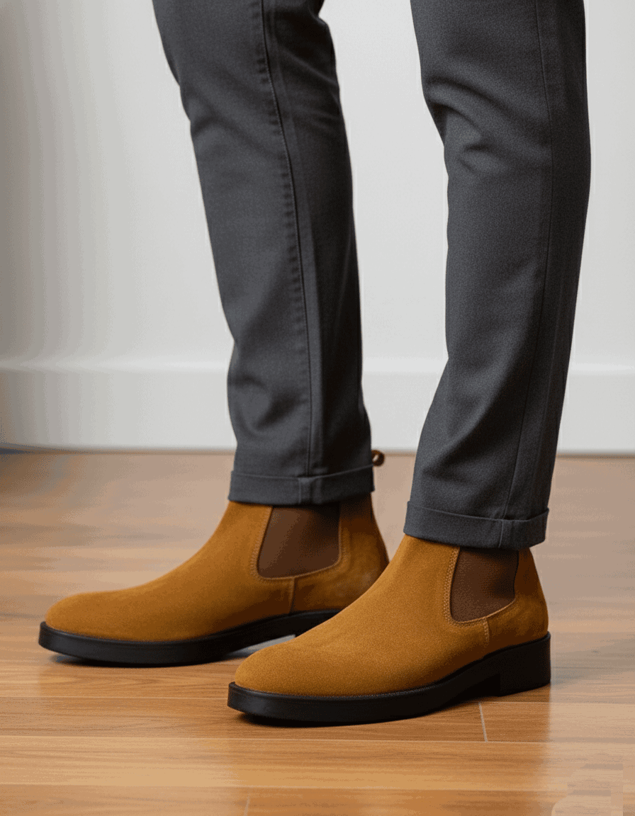 Premium Tan Suede Boots by JonasParamount – Handmade Leather Sole