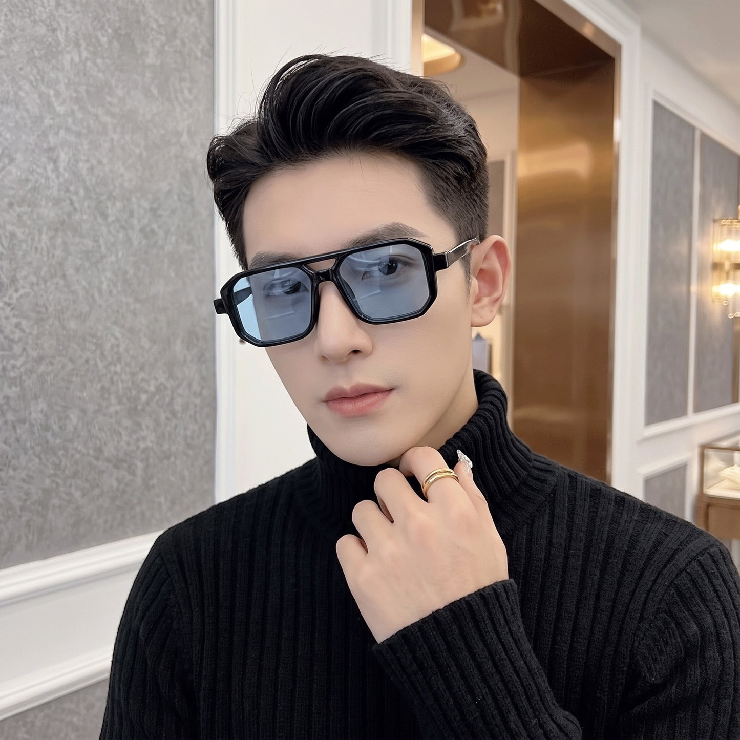 Retro Double-Bridge Square Sunglasses for Men & Women