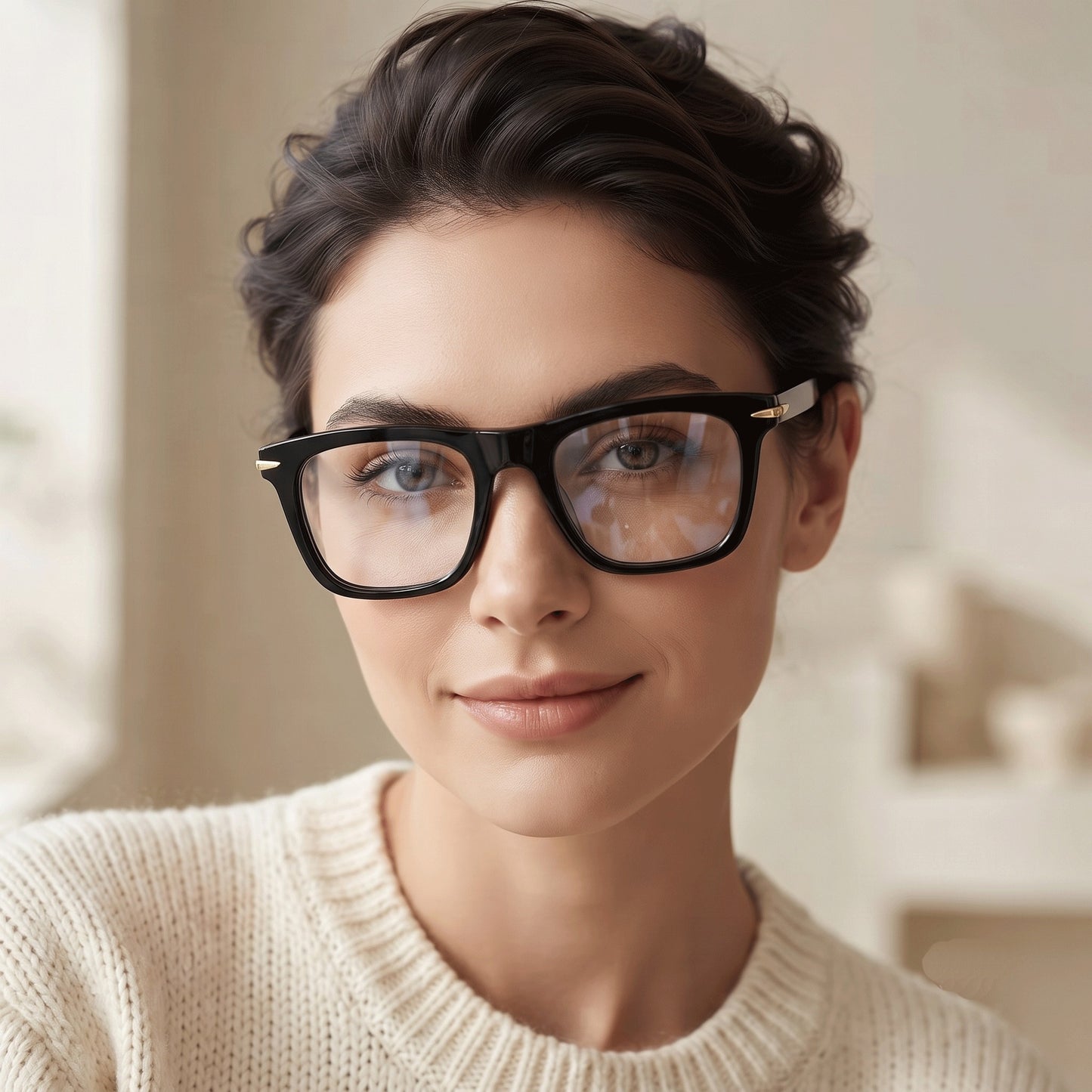 Black Retro Square Full-Rim Fashion Glasses for Men and Women