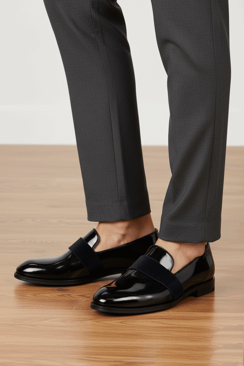 JonasParamount Men’s Suede Patent Moccasins – Shiny Finish with Suede Touch