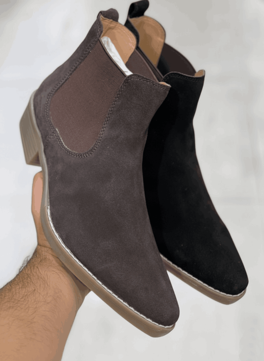 JonasParamount Premium Black Suede Boots – Handmade Leather Sole