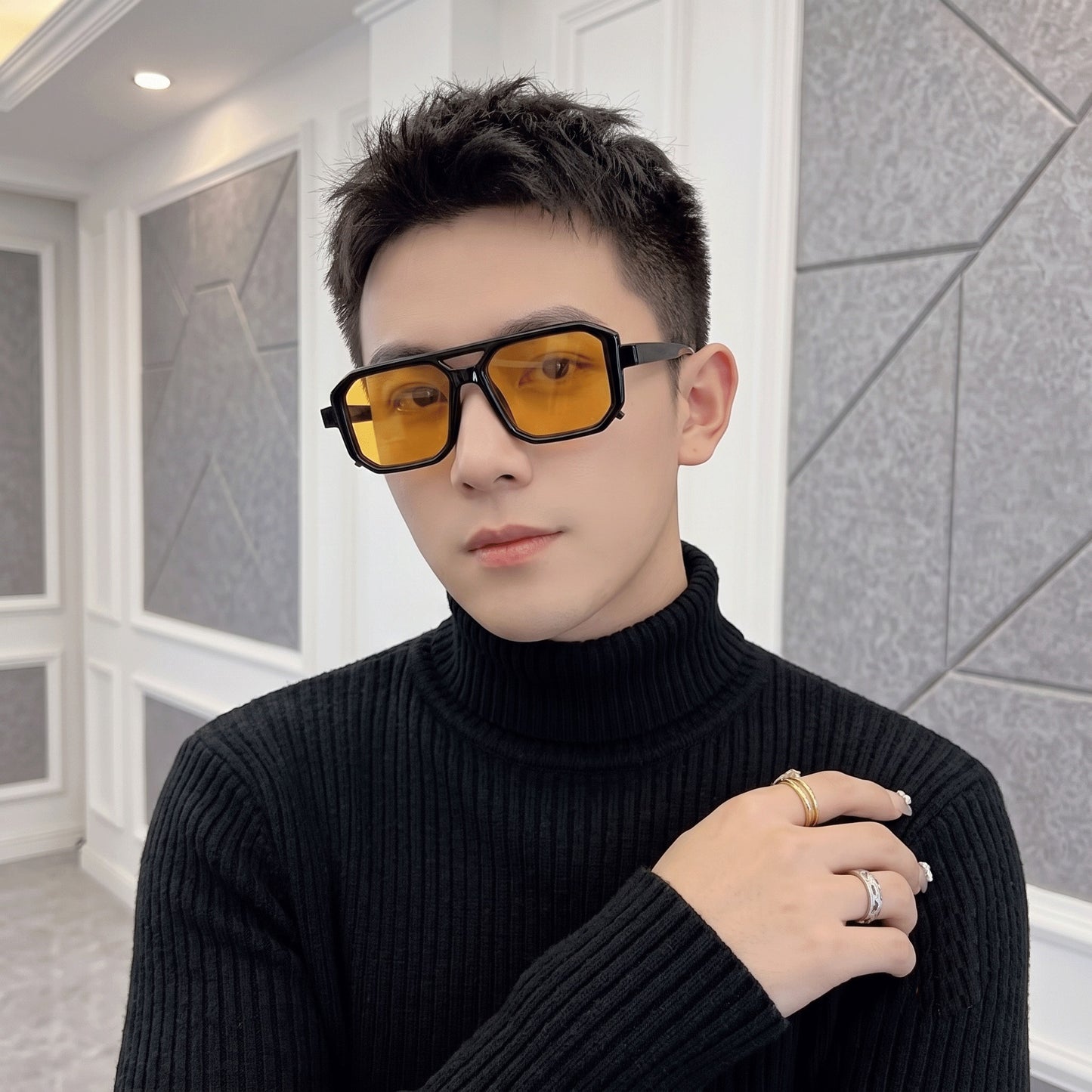 Retro Double-Bridge Square Sunglasses for Men & Women