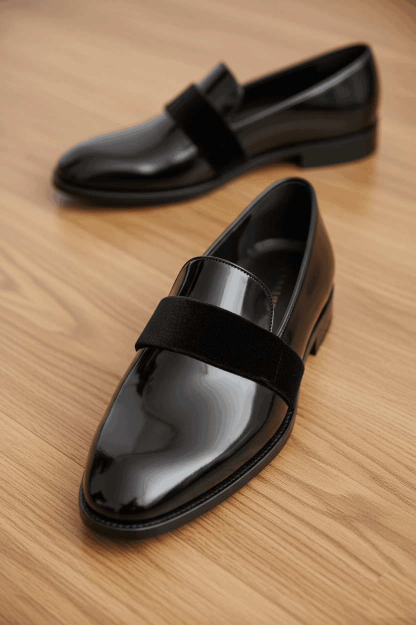 JonasParamount Men’s Suede Patent Moccasins – Shiny Finish with Suede Touch