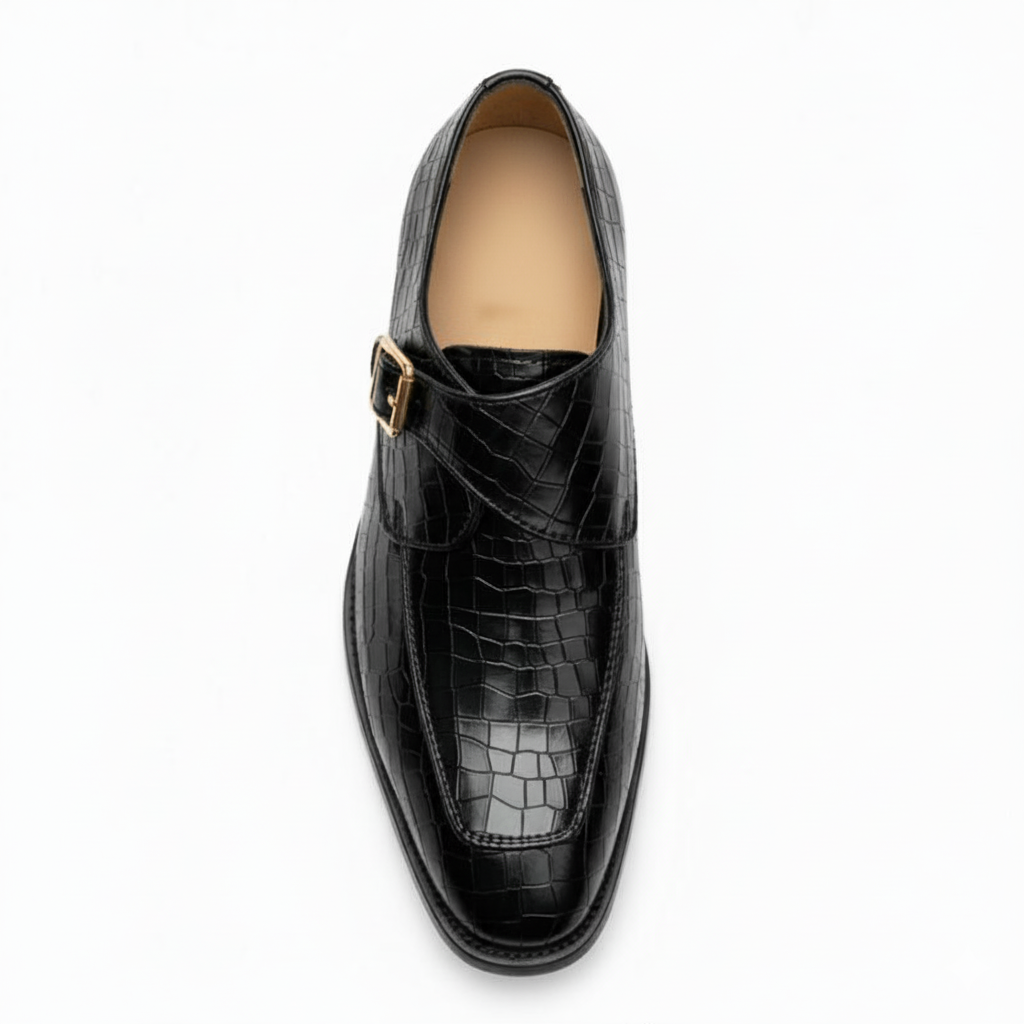 JonasParamount Monk Strap Moccasins for Men – Handmade Faux Leather Dress Shoes